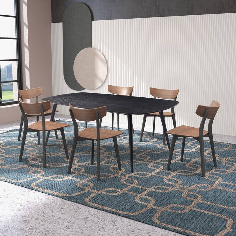 Modern Farmhouse Rectangular Dining Table for 4-8 People - 87in - Black