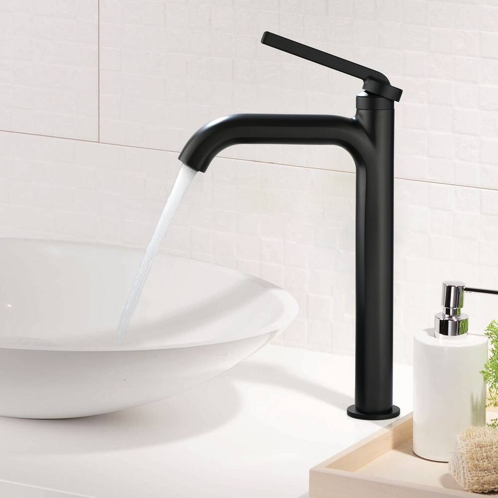 9-12" H Solid Brass Single Handle Bathroom Sink Faucet