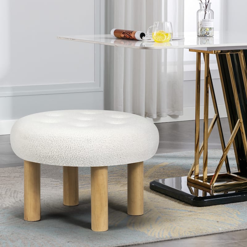 Adeco 23" Round Ottoman Footrest for Living Room