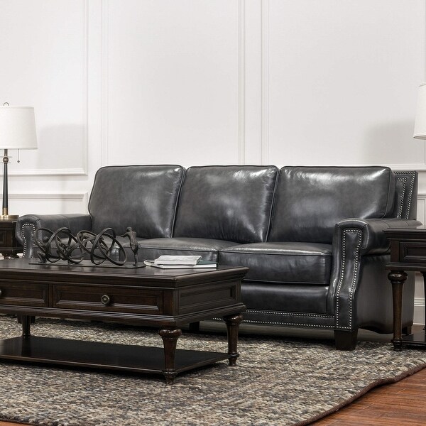 Charcoal leather couch sale