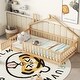 preview thumbnail 3 of 8, Natural Twin Size Pine Wood House-Shaped Bedside Floor Bed with Guardrails, Slats, with Door