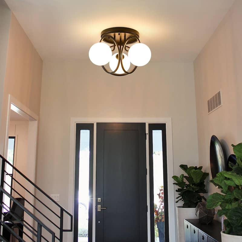 3-light Glass Flush Mount Lights