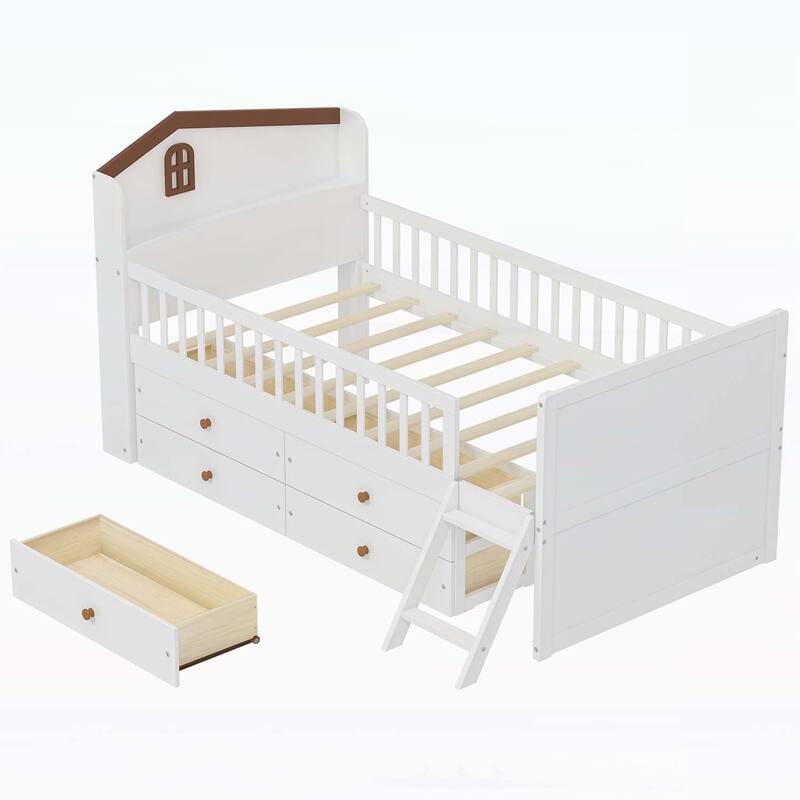 Wooden Twin Bed with Wonderful Storage Options for Children