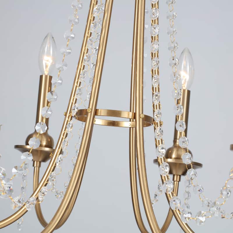 6-Light Candlestick Hanging Crystal Linear Chandelier Lighting for Kitchen Island