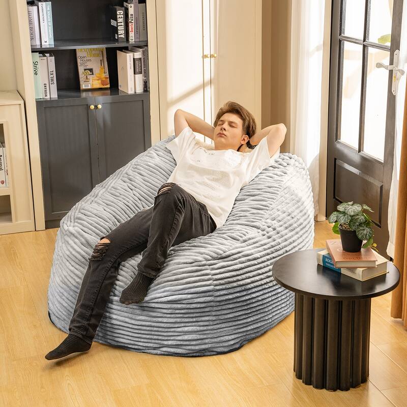 Faux Fur Classic Bean Bag - Grey