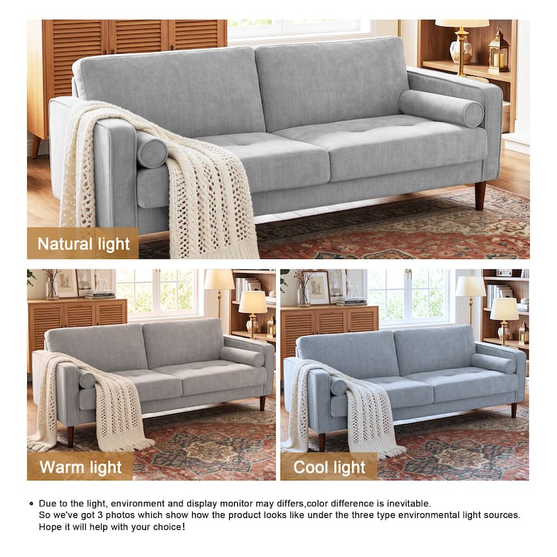 62.5'' W Corduroy Couch Upholstered Square Arm Sofa