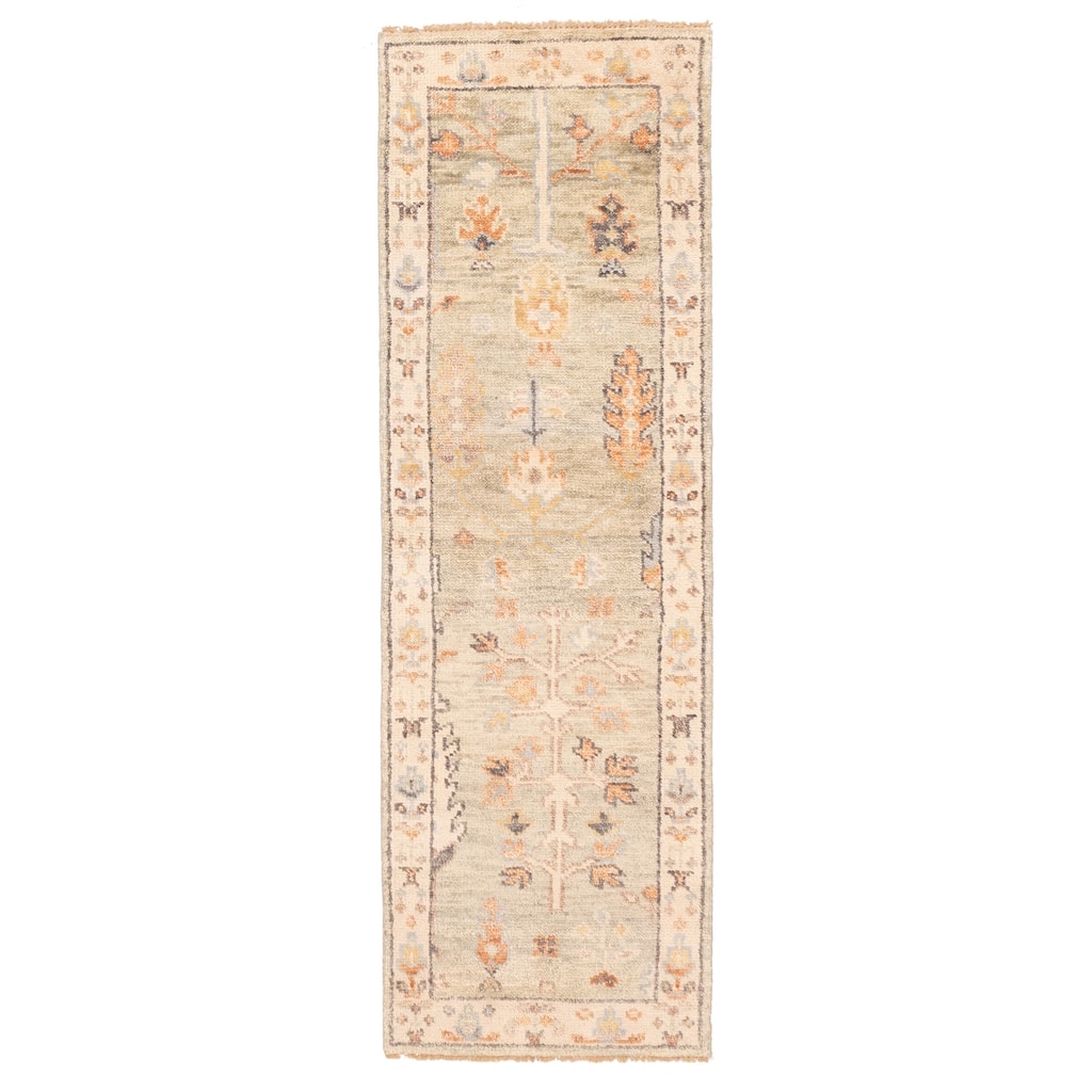 ECARPETGALLERY Hand-knotted Jules Serapi Light Green Wool Rug - 2'6 x 8'0