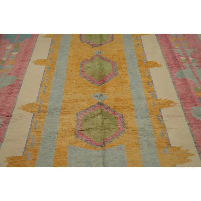 Hand Knotted Oriental 100% Wool Carpet Modern Geometric Multi-Colored Gabbeh Area Rug - 12' 0'' X 9' 3''