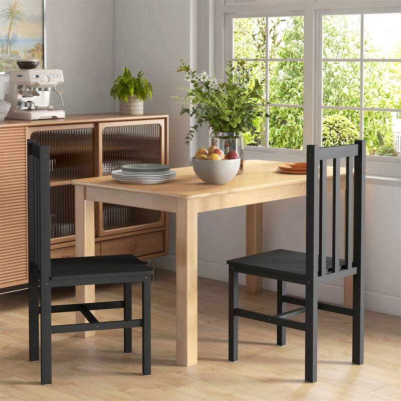Farmhouse Armless Dining Chairs Set of 2 - Black
