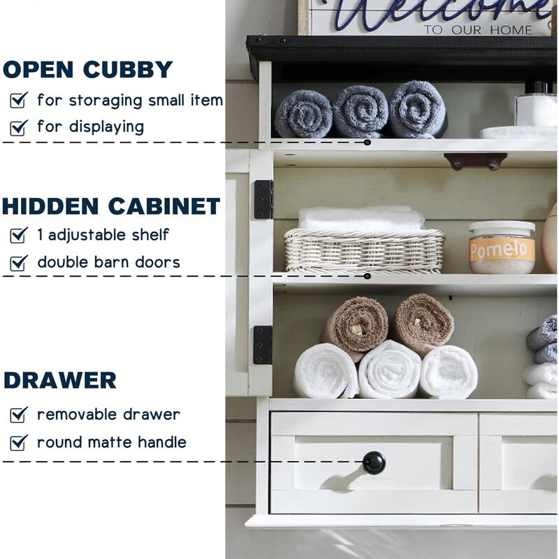 24" Farmhouse Wide Bathroom Wall Cabinet, Medicine Cabinet