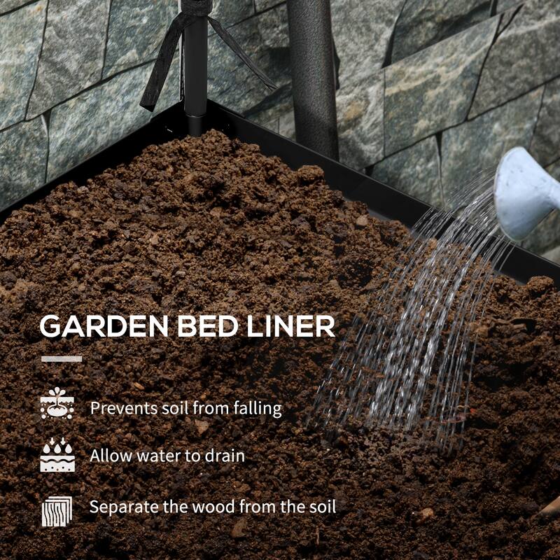 Outsunny Raised Garden Bed with Cover and Storage Shelf, Rectangular Metal Elevated Planter Box