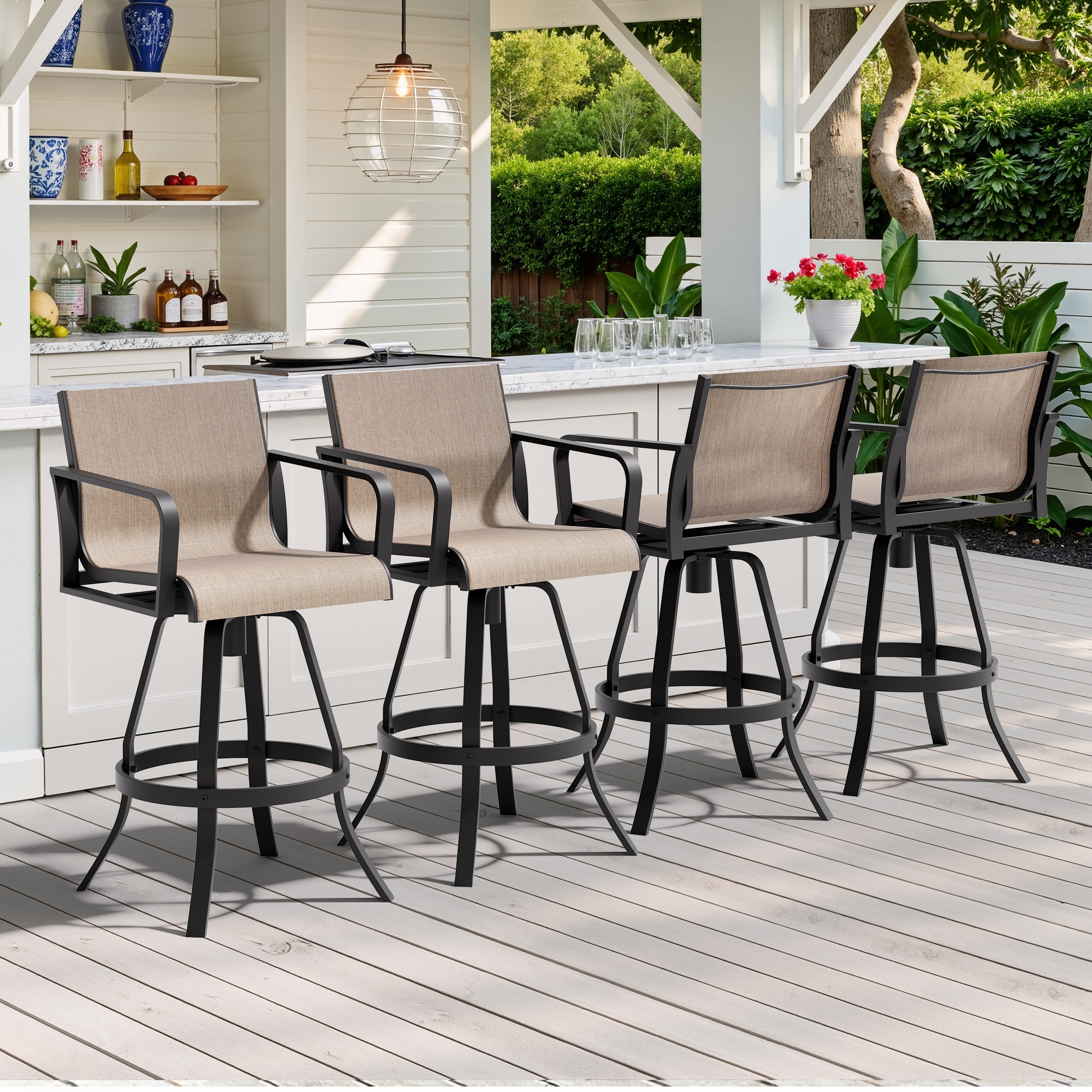 Outdoor All-weather Aluminum Swivel Barstool Patio Bar Stools (Set of 2/4/6)