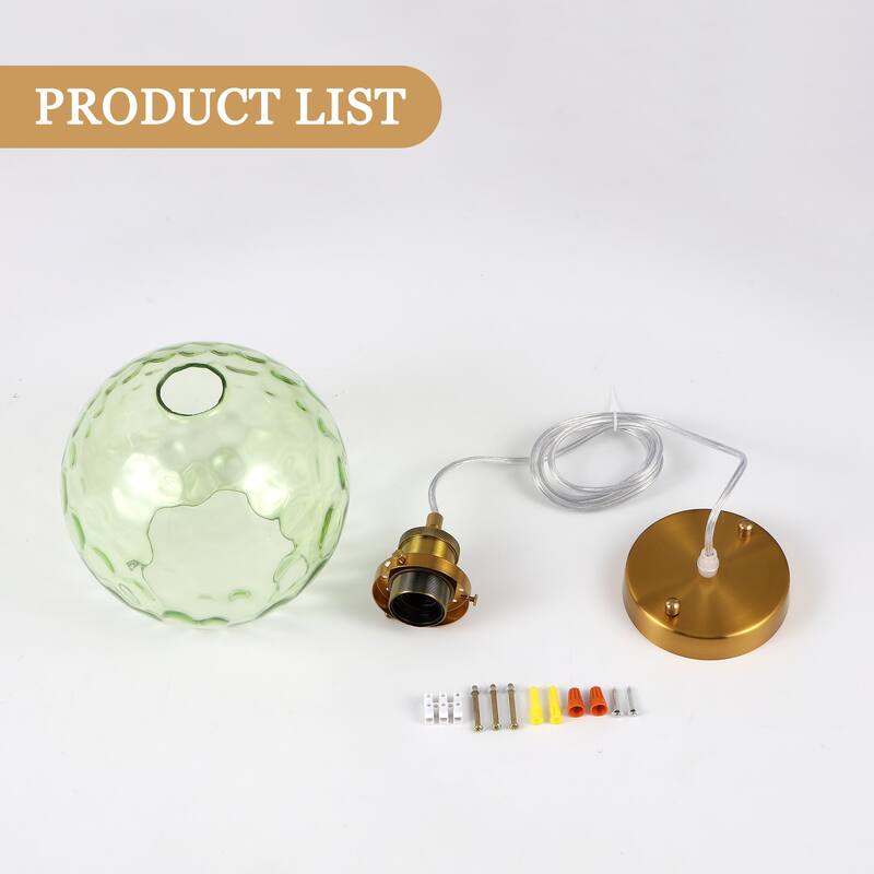 1-Light Glam Modern Metal Hanging Foyer Pendant Light with Glass Shade for Kitchen Island