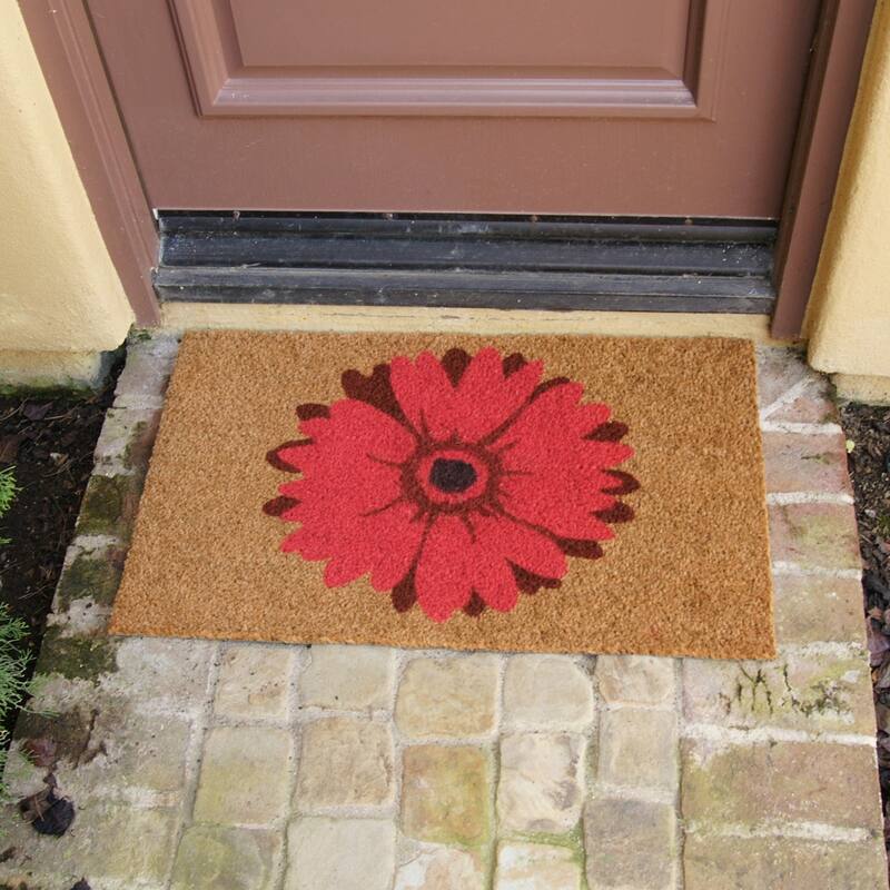 Rubber-Cal "Red Daisy" Flower Door Mat, 18 x 30"