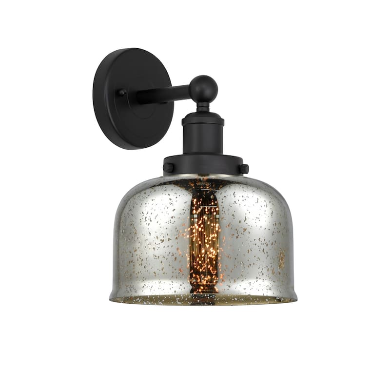 Innovations Lighting 616-1W-10-7-L Bell Sconce Bell 10" Tall Wall - Matte Black / Mercury