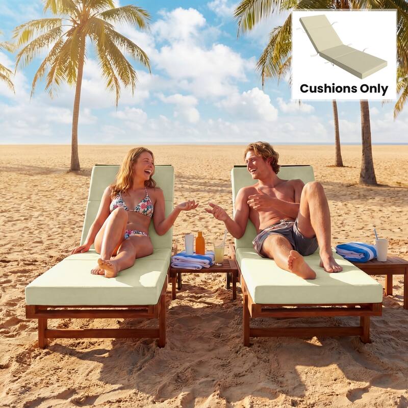 Outsunny Chaise Lounge Cushion, 4" Thick Outdoor Lounge Chair Cushions with Non-Slip Ties