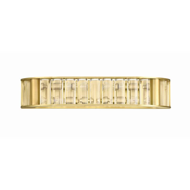 Libby Langdon for Crystorama Farris 4 Light Aged Brass Bathroom Vanity - 21.5"W x 4"H x 7"D