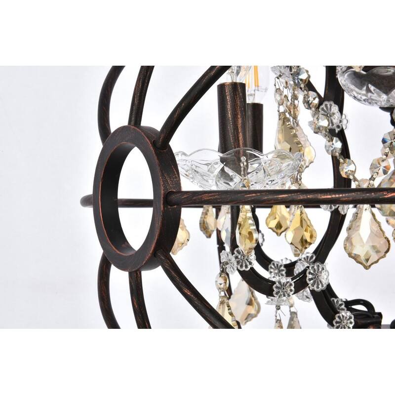 Royce Edge 5 light Dark Bronze Pendant - dark bronze royal cut golden teak (smoky) crystals