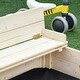 preview thumbnail 5 of 3, Kids Wooden Sandbox w/ Two Plastic Boxes Foldable Bench Seat Waterproof Cover Bottom Liner Storage Space