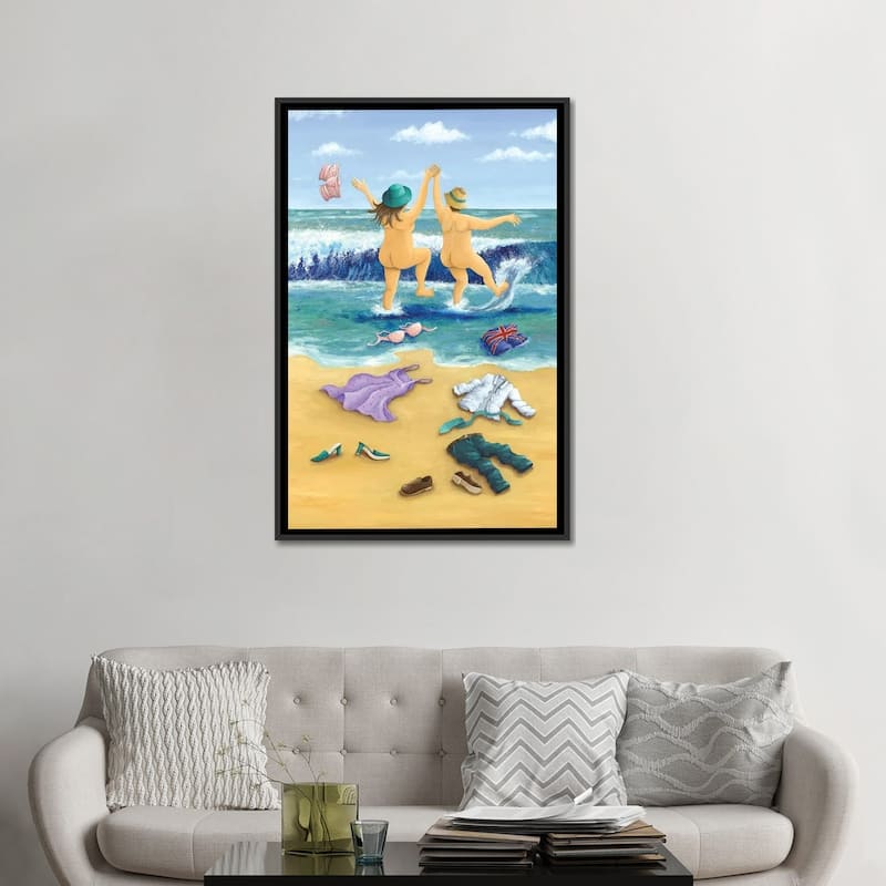iCanvas "Skinny Dippers" by Peter Adderley Framed Canvas Print