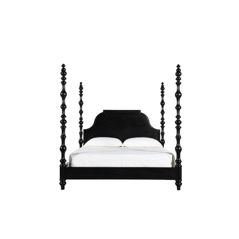 Furniture Classics Paul Black Mahogany Four Poster King Bed Turned Legs