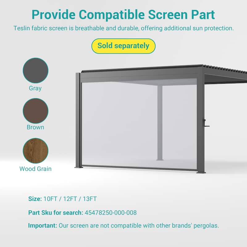 BONOSUKI Solar LED Louvered Pergola with Aluminum Frame for Modern Patio Living