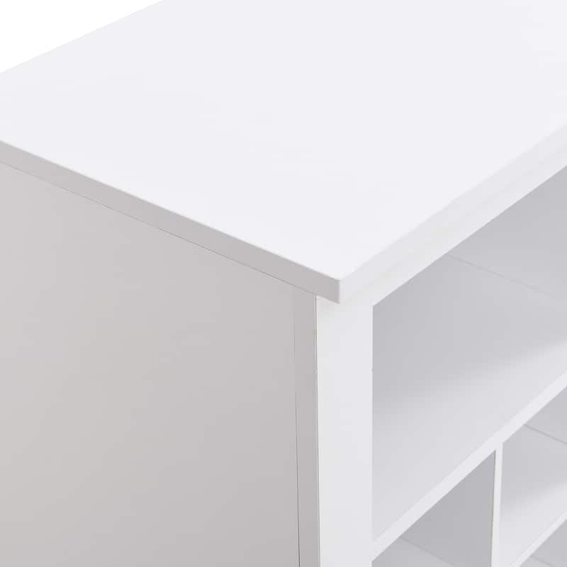 Roomfitters Modern 24-Cubby Shoe Cabinet with Curved Base, Console and Versatile Sideboard for Entryway