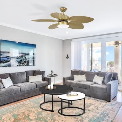 Moasis 52" Palm Leaf Tropical Style Ceiling Fan LED Light with Remote