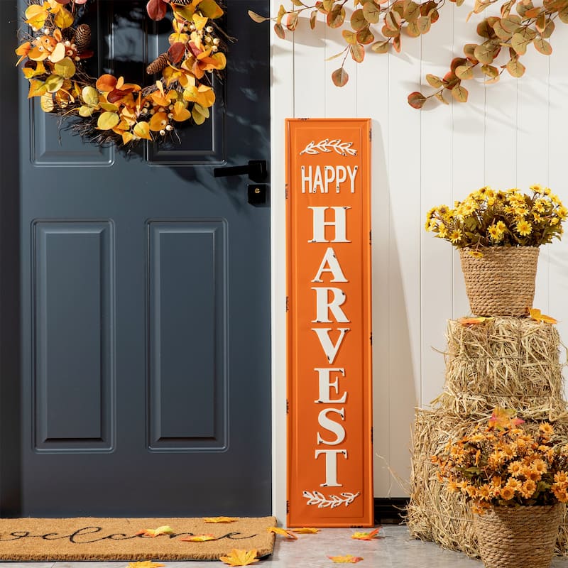 Glitzhome Thanksgiving Wooden Scarecrow Porch Sign Decor