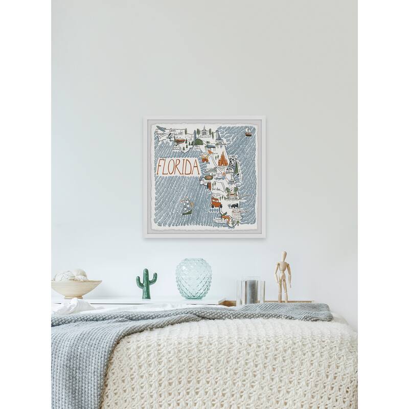 'Florida Illustrated Map II' Framed Painting Print