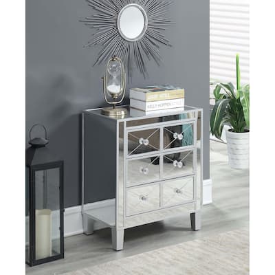 Silver Orchid Bertram 3-drawer Mirrored End Table