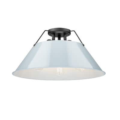 Orwell 3-Light Flush Mount in Matte Black with Dusky Blue