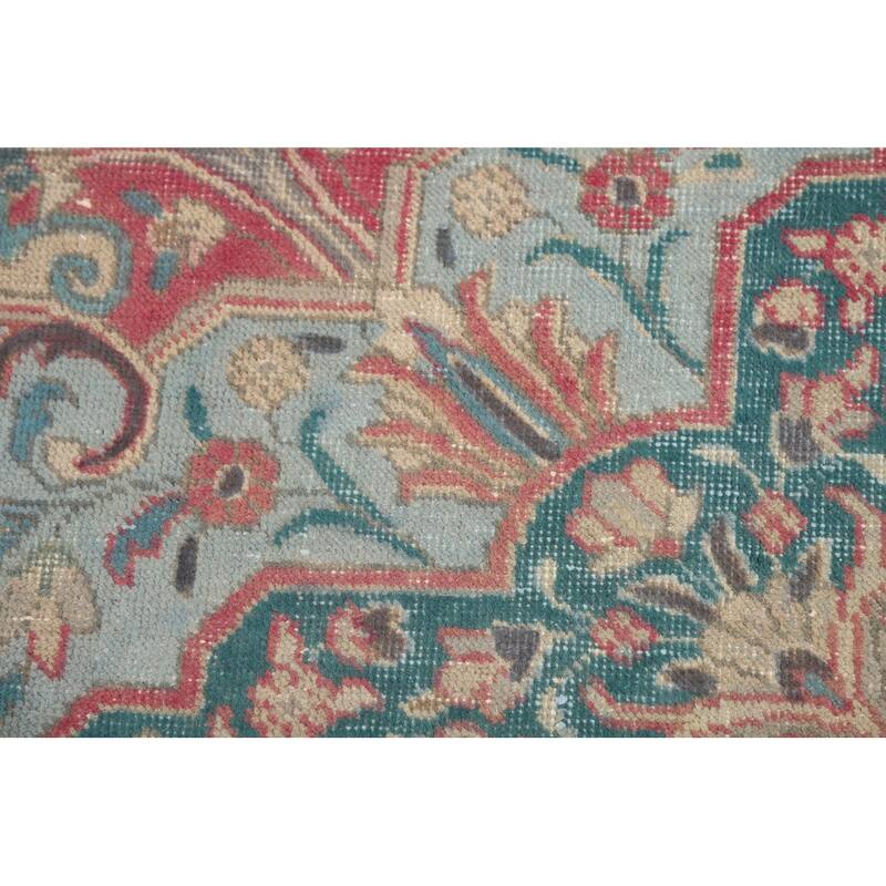 Pink Medallion Tabriz Persian Area Rug Hand-Knotted Wool Carpet - 9'0"x 12'7"