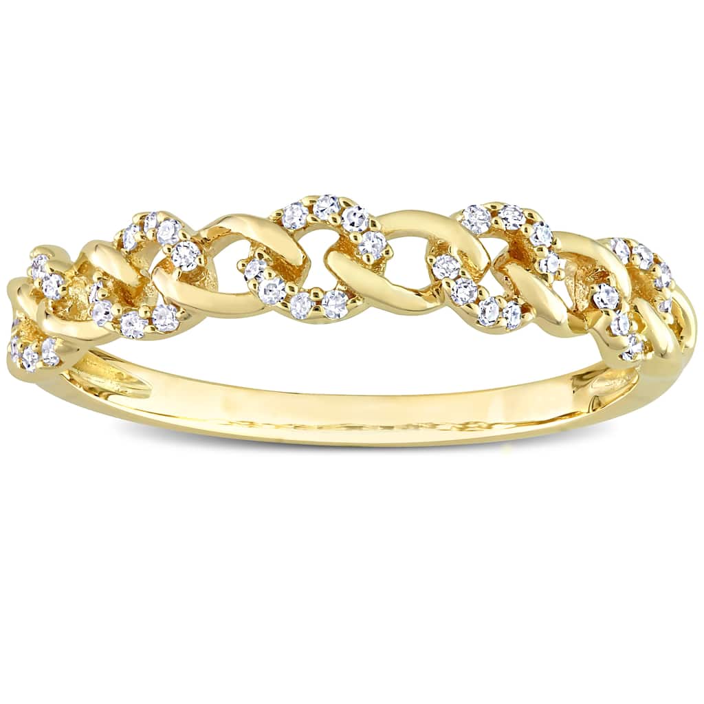 Miadora 1/8ct TDW Diamond Stackable Link Ring in 14k Yellow Gold