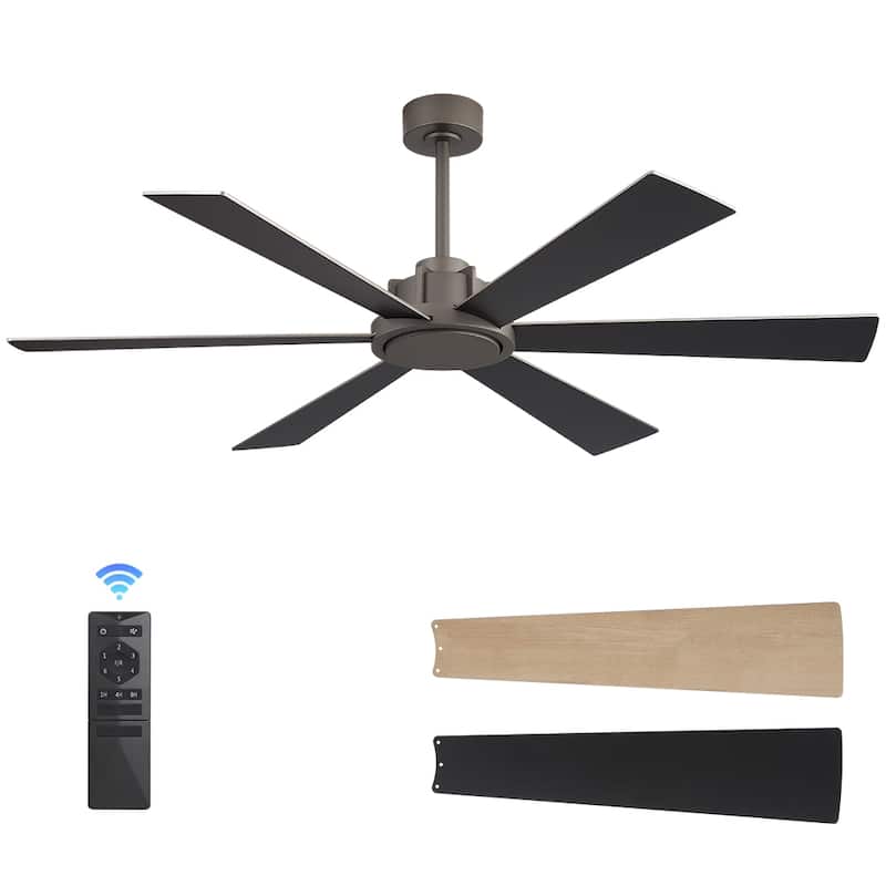 MLiAN Ceiling Fan 60inch Playwood Blades Remote Control 6-Speed DC - 60'' - Black/Gray