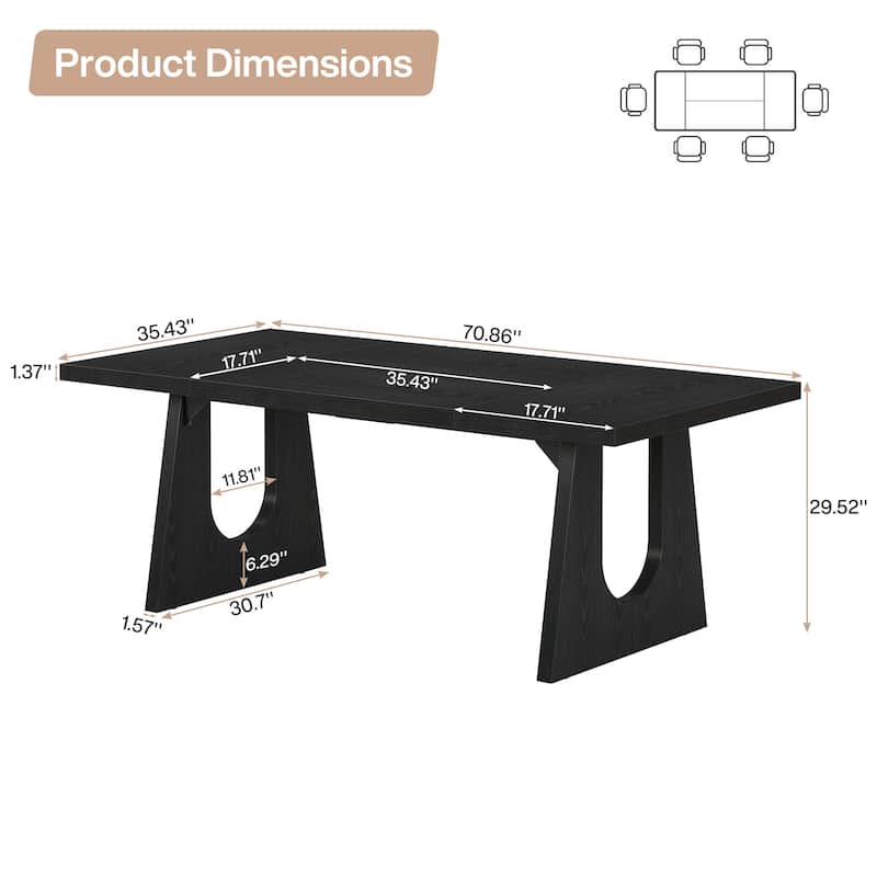 Oak Large Dining Table Wood Rectangular Kitchen Table for Dining Room
