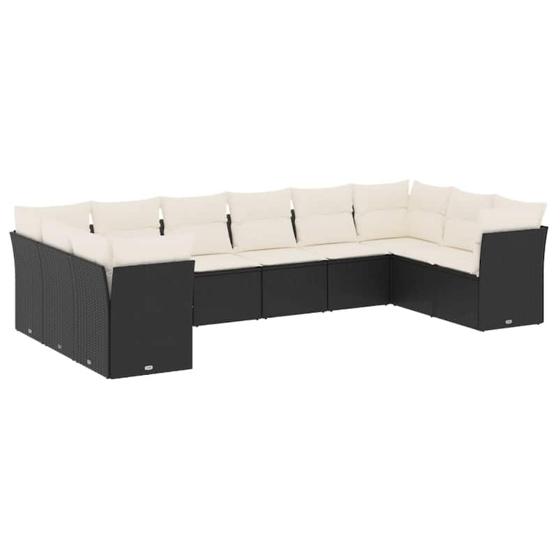 vidaXL Garden Sofa Set Black and Cream White - 24.4 x 24.4 x 27.2