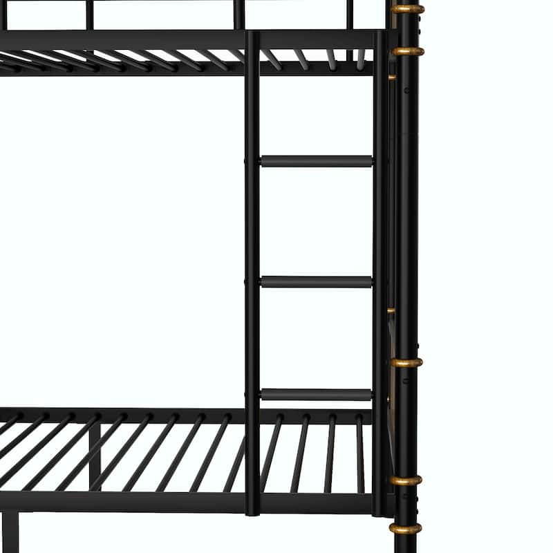 Industrial Twin XL Metal Bunk Bed with Safety Guard Rails - Detachable for Teens
