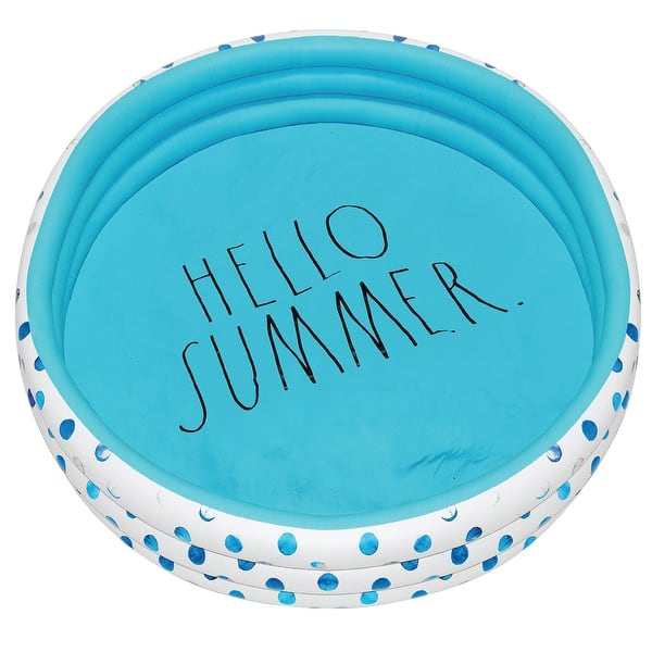 slide 2 of 5, Rae Dunn: Hello Summer Aqua Poka Dots -46" Mini Pool, CocoNut Float, Outdoor Inflatable Water Kiddie Pool, Kids Ages 5+ - Multi