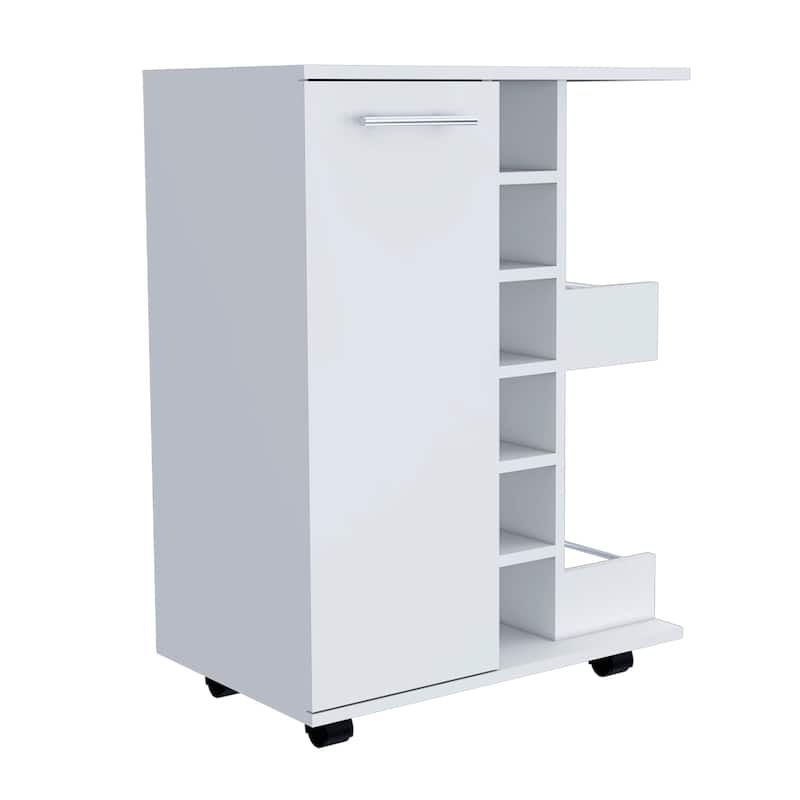 FM Furniture Tennessee Bar Cart, One Cabinet With Division,Black - N/A