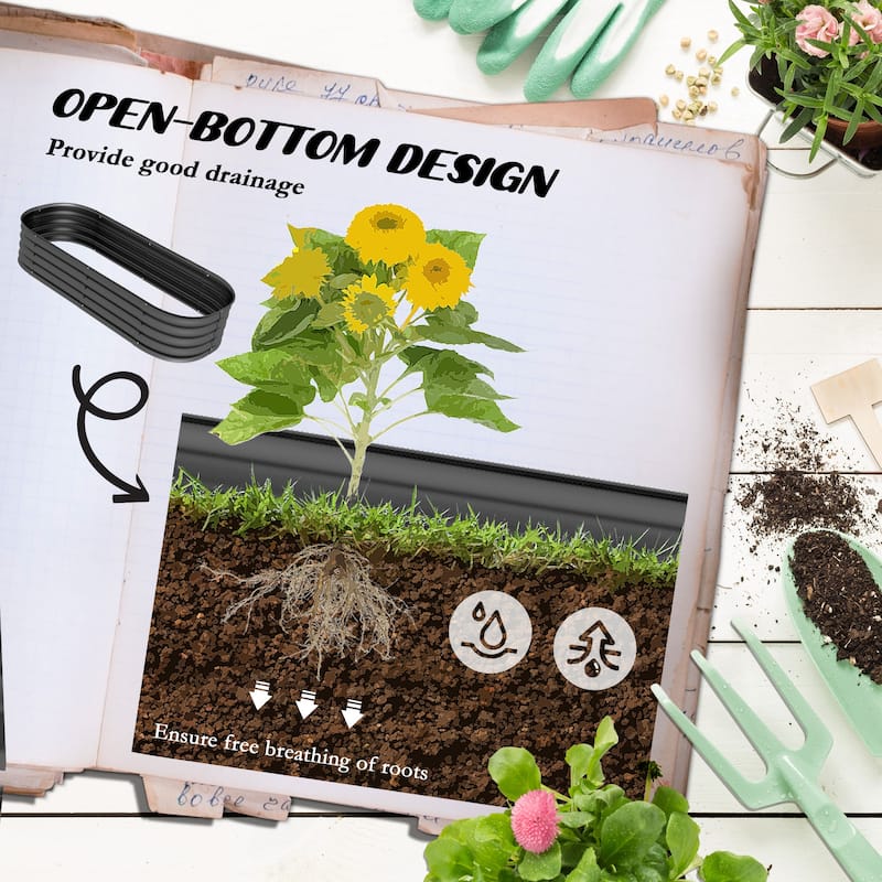 Outsunny 4.9' x 2' x 1' Galvanized Raised Garden Bed Kit, Outdoor Metal Elevated Planter Box with Safety Edging