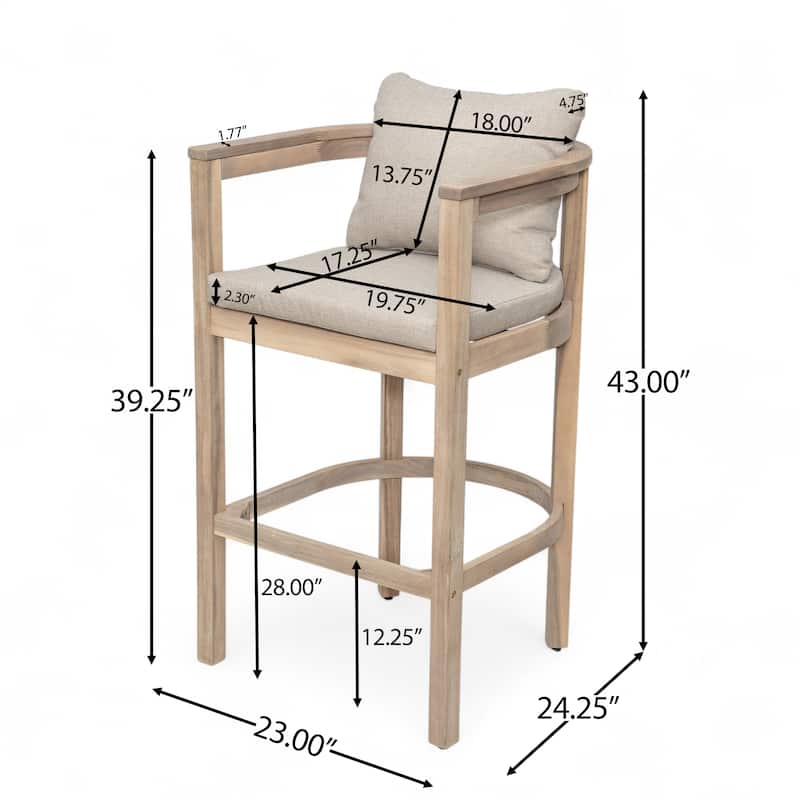 Christopher Knight Home - Lyona Acacia Wood Outdoor Bar Stool (Set of 2)