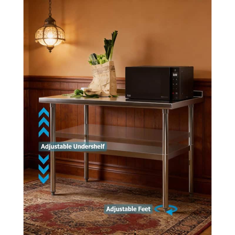 Heavy Duty Stainless Steel Work Table, with Backsplash