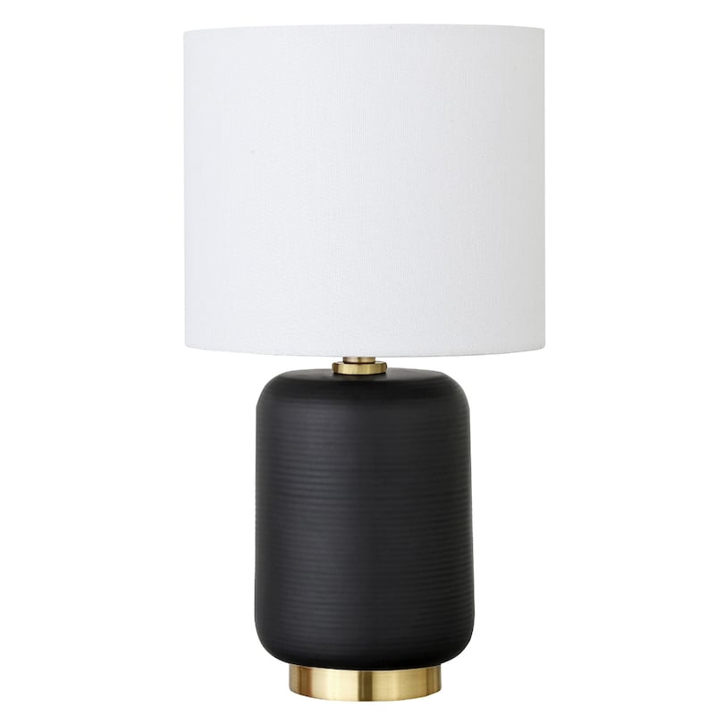 Ceramic Cylinder Table Lamp with White Drum Shade and Rocker Switch - 8” x 8” x 15” (D x W x H)