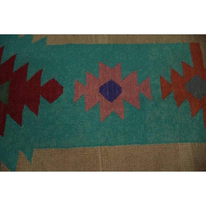 Hand Woven Oriental 100% Wool Carpet Southwestern Tribal Multi-Colored Kilim Area Rug - 10' 0'' X 8' 8''