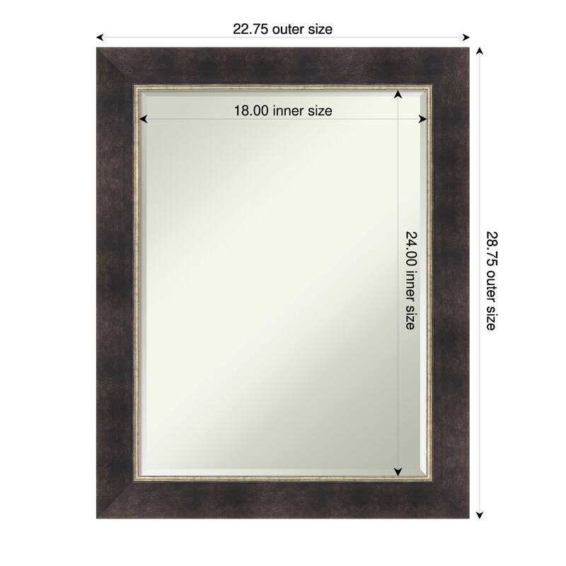 Odin Half-Inch-Bevel Framed Wall Mirror - Odin Antique Bronze - 23 x 29 in