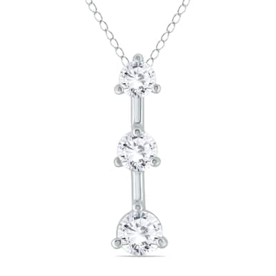 Marquee 14k White Gold 1ct TDW Diamond 3-stone Drop Pendant