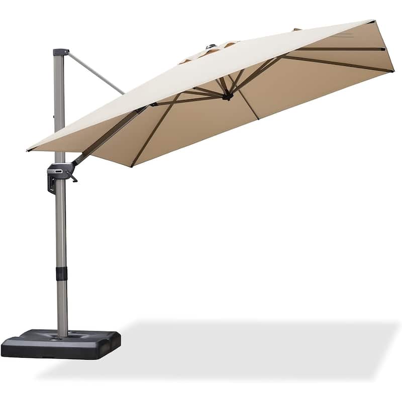 PURPLE LEAF 9 ft Patio Cantilever Umbrella Adjustable Offset Umbrella - Beige