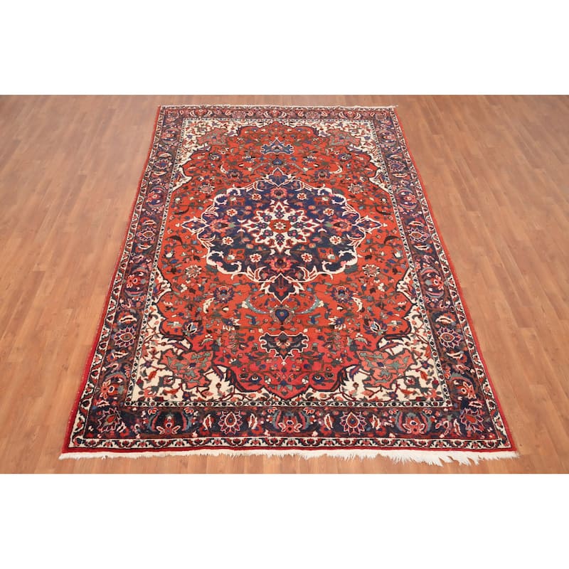 Hand Knotted Oriental 100% Wool Carpet Traditional Floral Oranges & Rust Bakhtiari Area Rug - 10' 3'' X 6' 10''