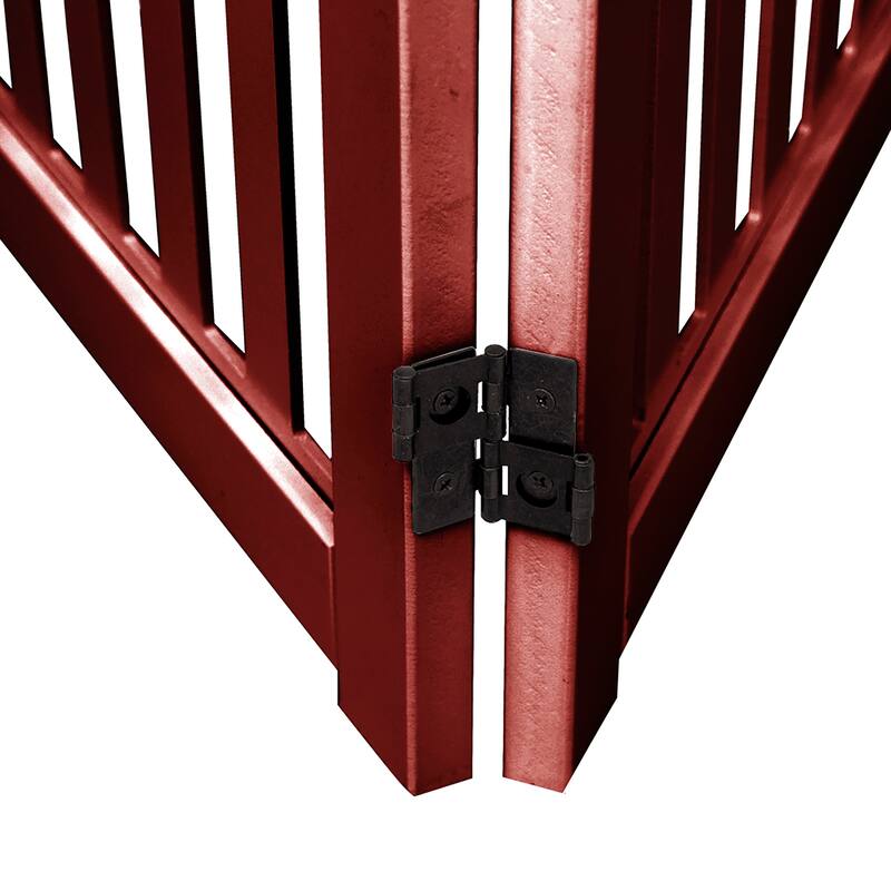 Trimate: 80"L x 23.6"H 4 Panel, Foldable Wooden Freestanding Pet Gate, Mahogany